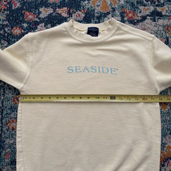 SEASIDE Sweatshirt Youth Medium Light Yellow Ribbed Texture Beach Florida - Picture 5 of 7
